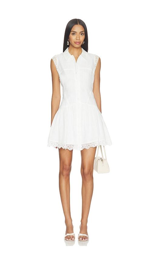 frame the embroidered day dress in white. - size m (also in s)