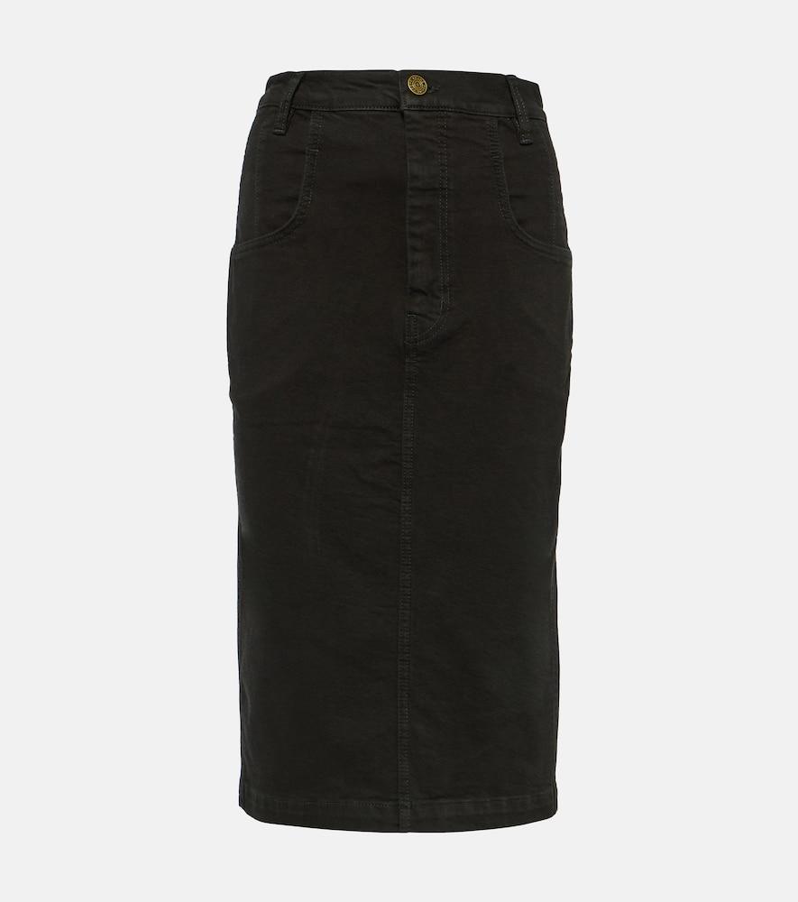 frame the high waisted seamed denim midi skirt