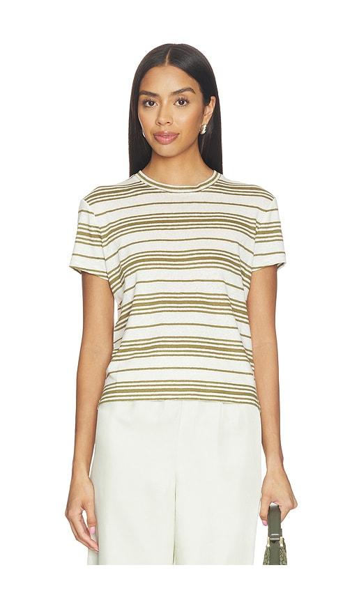 frame the linen baby tee in army,neutral. - size l (also in xs, s)