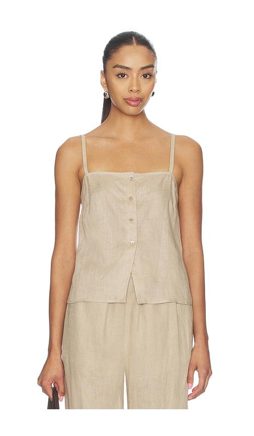 frame the linen button cami in beige. - size l (also in xs, s, m)
