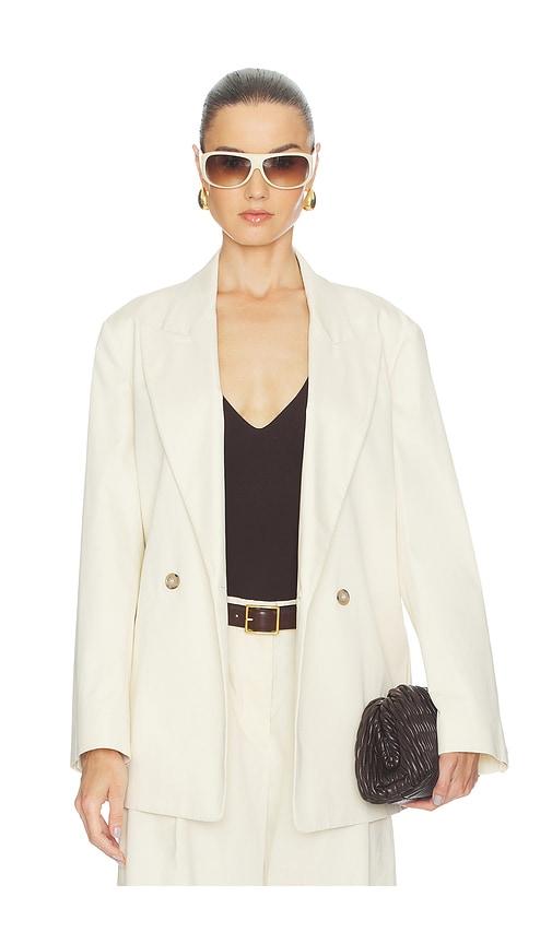 frame the lounge blazer in cream. - size l (also in xs, s, m)