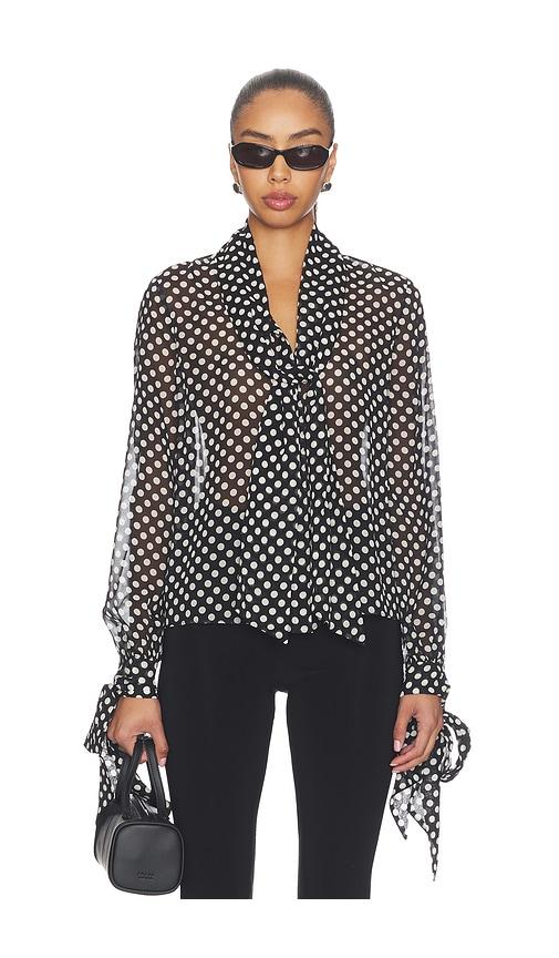 frame the nouvelle polka dot blouse in multi. - size m (also in s, xs)