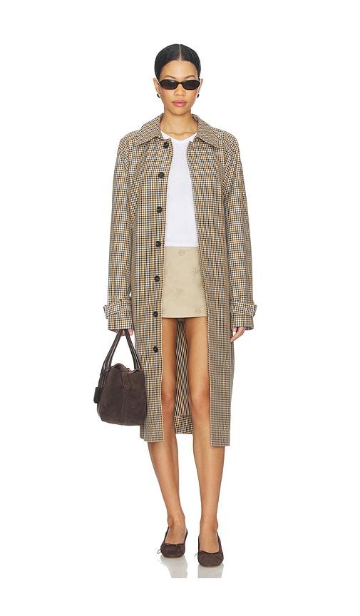 frame the plaid mac coat in brown. - size l (also in m)