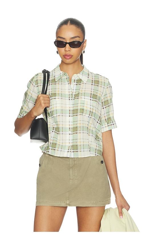 frame the plaid utility shirt in green. - size l (also in xs, s, m)