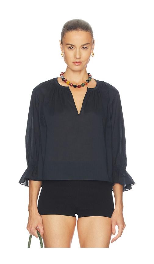 frame the poet blouse in navy. - size l (also in m, s, xs)