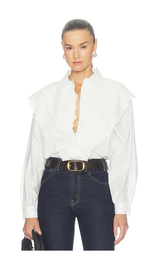 frame the poplin equestrian shirt in white. - size l (also in s)