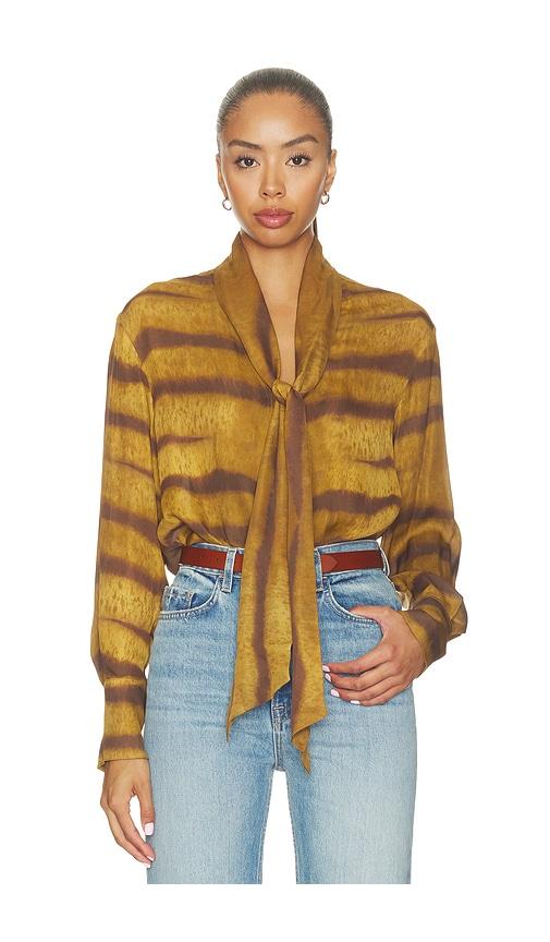frame the silk oversized tie shirt in yellow. - size l (also in m, s, xs)