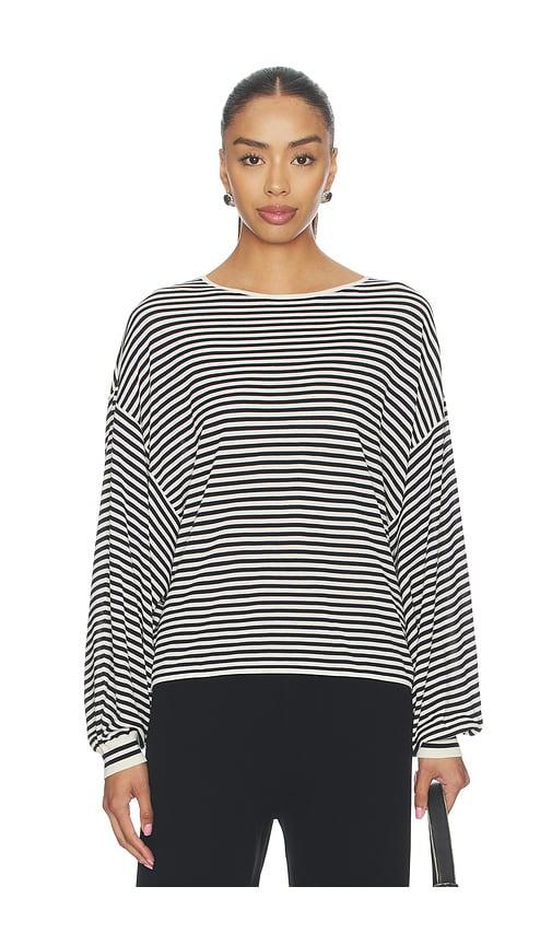 frame the striped slouchy sweater in cream,black. - size l (also in m, s)