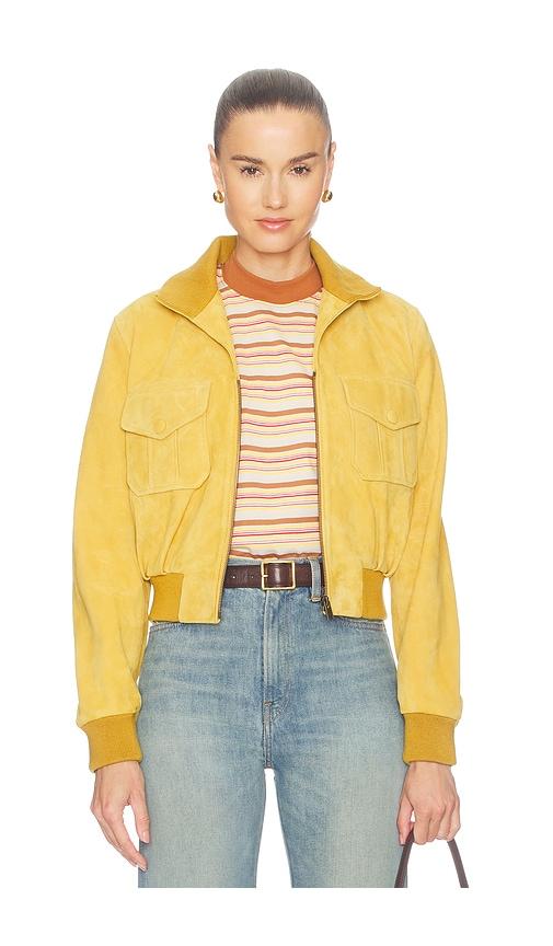 frame the suede ace jacket in yellow. - size m (also in s)