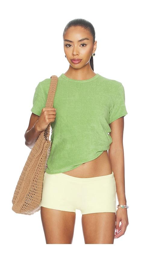 frame the terry baby tee in green. - size m (also in xs, s, xl)