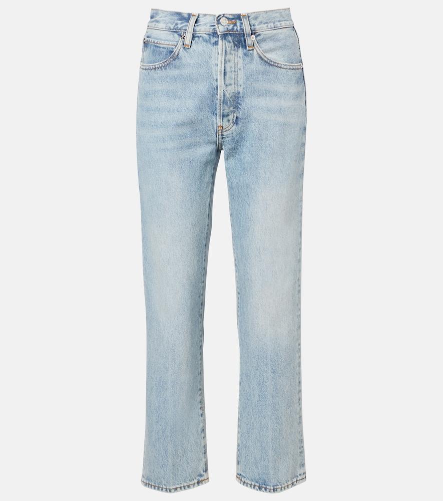 frame the vertical crop high-rise straight jeans