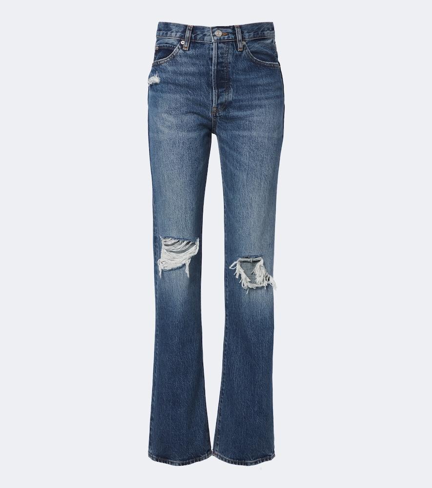 frame the vertical distressed straight jeans