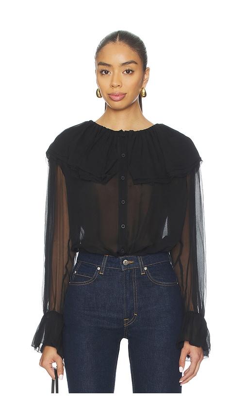 frame tiered statement blouse in black. - size m (also in xl, xs)