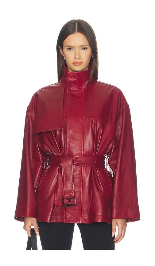 frame x alexandra leclerc the alexandra leather trench in red. - size l (also in s, m)