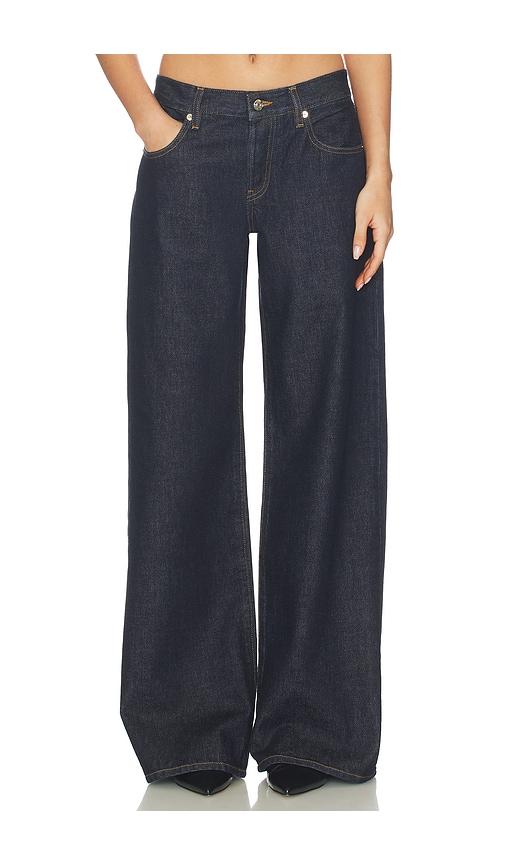 frame x alexandra leclerc the leo low rise baggy jean in denim-dark. - size 23 (also in 28, 30, 31, 32, 33)