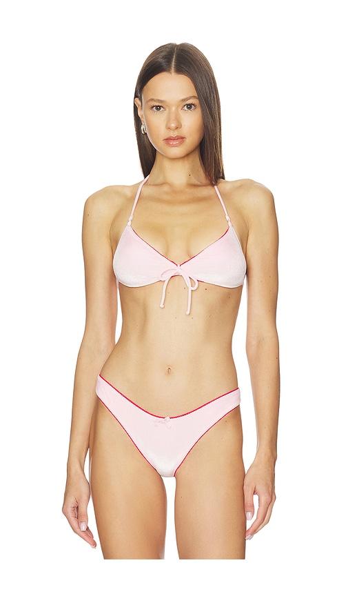 frankies bikinis amore velvet bikini top in pink. - size l (also in m, s, xs)