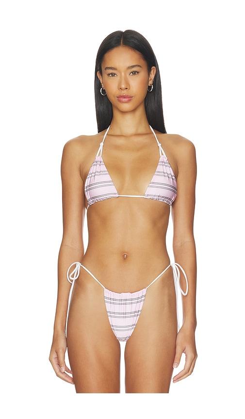 frankies bikinis ari reversible satin bikini top in pink. - size l (also in s, xs, m)