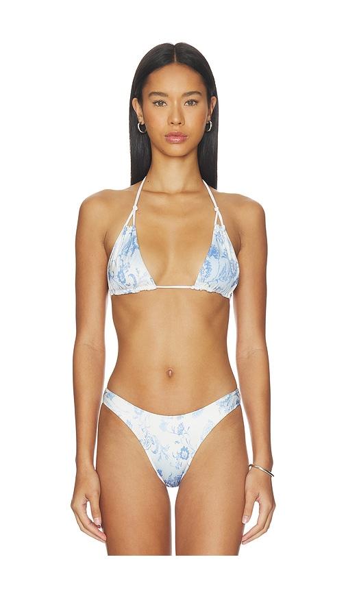 frankies bikinis ari satin bikini top in baby blue. - size l (also in s, xs, m)