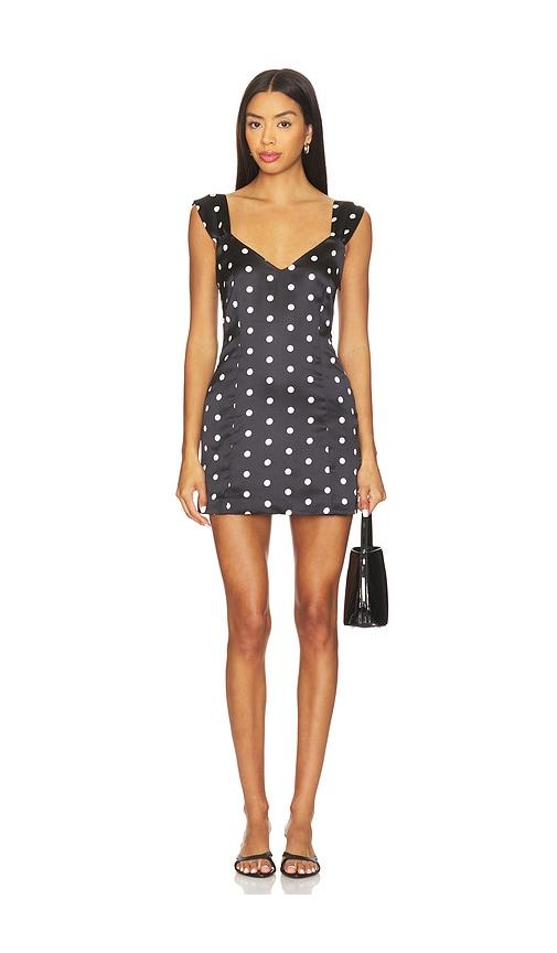 frankies bikinis aurabelle sateen mini dress in black. - size l (also in xs)