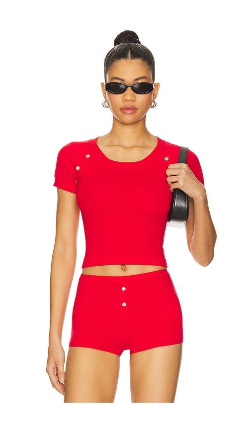 frankies bikinis callum cloud knit shirt in red. - size l (also in xl)