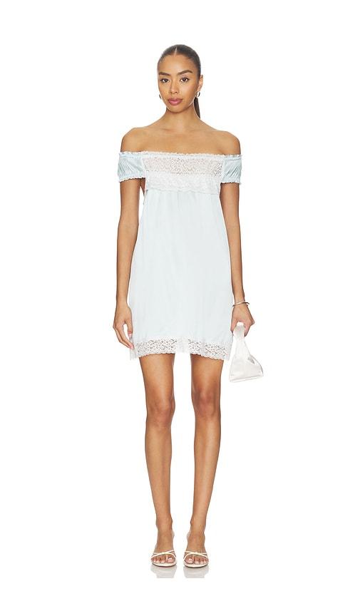frankies bikinis carlisle silk mini dress in baby blue. - size m (also in s)