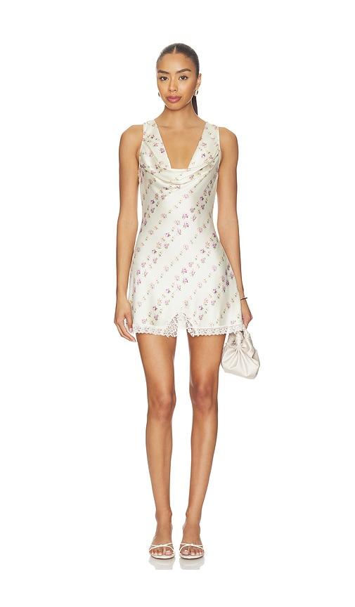 frankies bikinis chloe silk mini dress in white. - size l (also in s, xxs, xs, m)