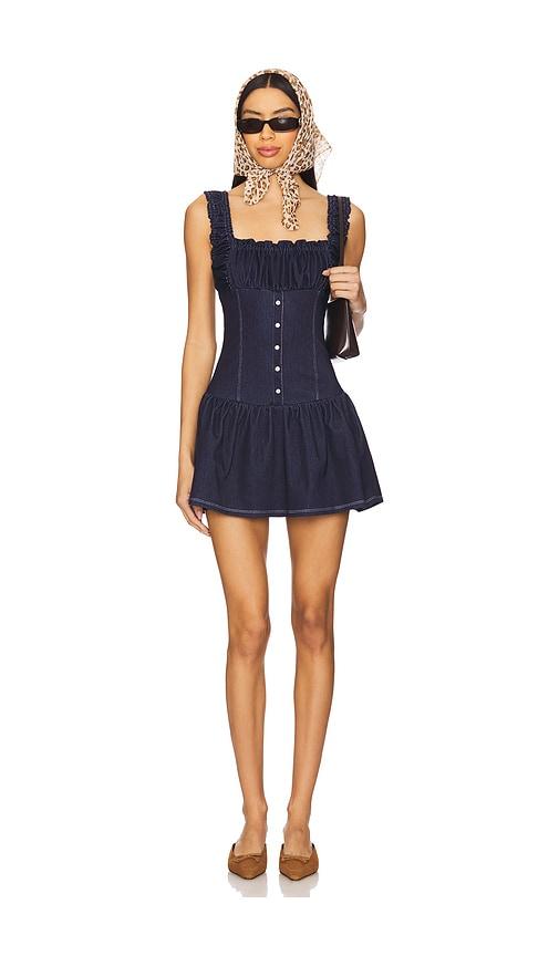 frankies bikinis christa denim dress in blue. - size l (also in m, xl, xs)