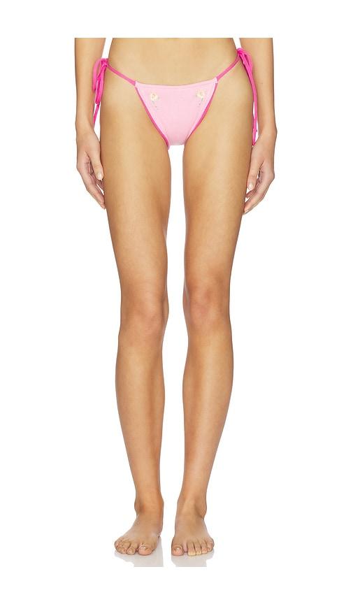 frankies bikinis divine knit bottom in pink. - size l (also in s)