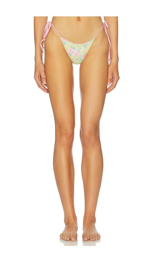 frankies bikinis divine satin bikini bottom in green,pink. - size m (also in s)