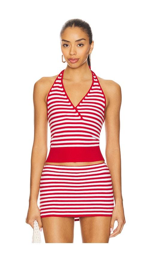 frankies bikinis dylan cloud knit halter top in red. - size m (also in s)