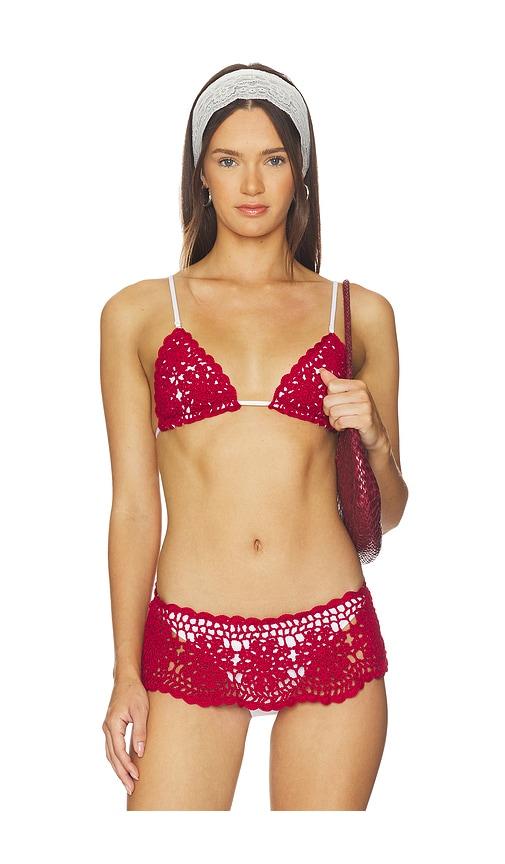 frankies bikinis elena crochet bikini top in red. - size m (also in s, xs)
