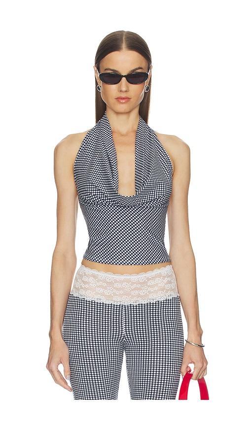 frankies bikinis jay cotton jersey halter top in black & white. - size s (also in xs)