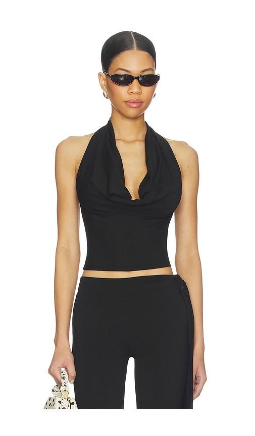 frankies bikinis jay modal halter top in black. - size m (also in s)