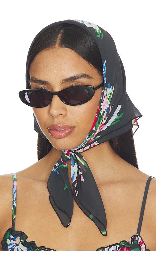frankies bikinis josie chiffon head scarf in black.