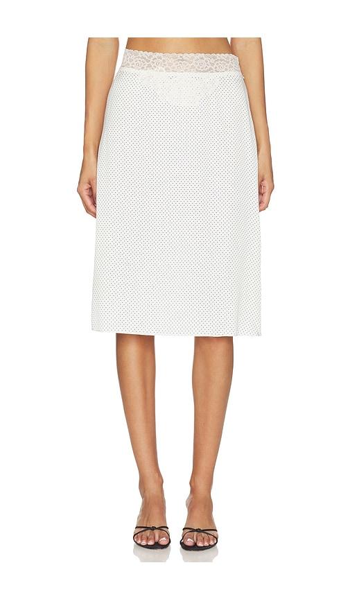 frankies bikinis laura silk midi skirt in white. - size l (also in s, m)