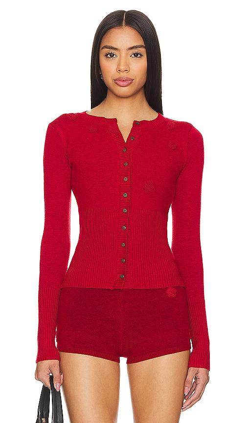 frankies bikinis lenon cloud knit sweater in red. - size m (also in s)