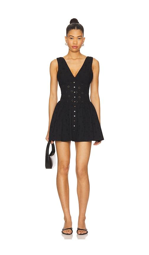 frankies bikinis marley eyelet mini dress in black. - size m (also in xs)