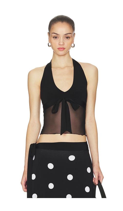 frankies bikinis may mesh halter top in black. - size m (also in s)