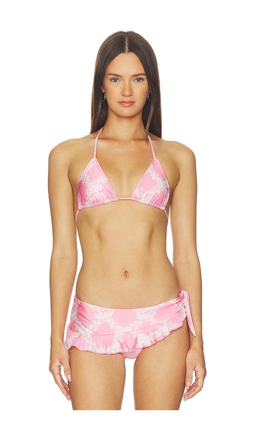frankies bikinis nick satin bikini top in pink. - size l (also in m, s, xs)