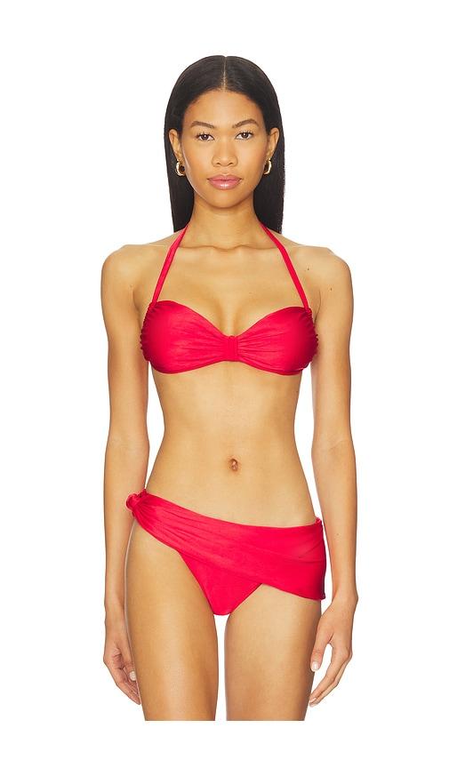 frankies bikinis reece satin bikini top in red. - size l (also in xl)