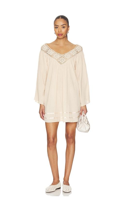 frankies bikinis riviera cotton gauze dress in peach. - size l (also in s, xs, m)