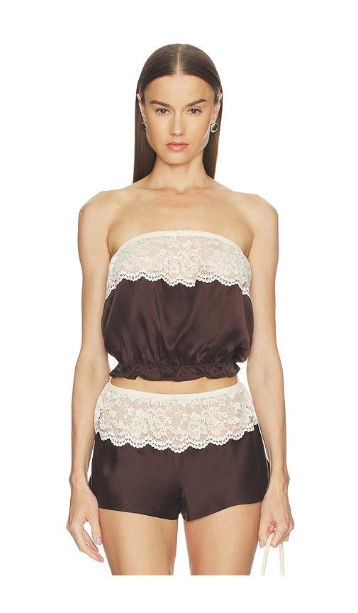 frankies bikinis rosie silk sleeveless blouse in chocolate. - size l (also in m, s, xs)