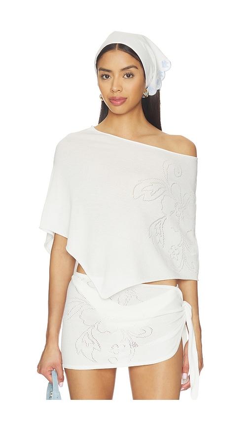 frankies bikinis scout knit poncho in white. - size l/xl (also in s/m)