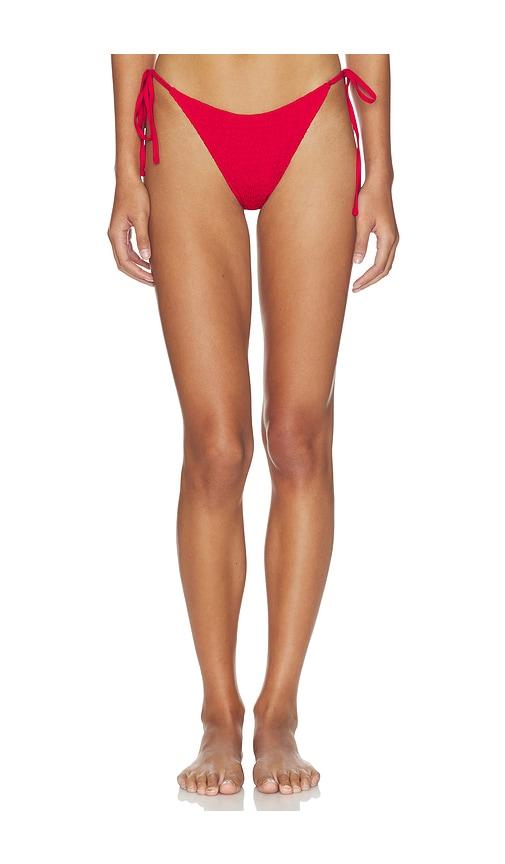 frankies bikinis soleil smocked bikini bottom in red. - size m (also in s, xl, xs)