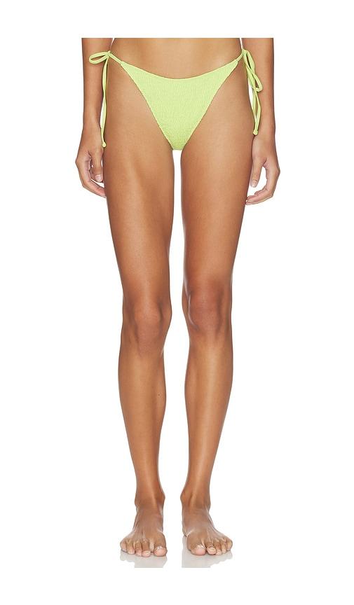 frankies bikinis soleil smocked bikini bottom in yellow. - size l (also in s, xs, m, xl)
