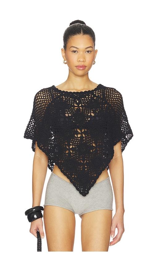 frankies bikinis sophie crochet poncho in black. - size l/xl (also in s/m)