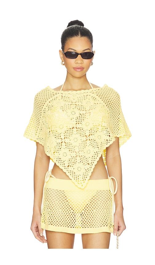 frankies bikinis sophie crochet poncho in yellow. - size l/xl (also in s/m)