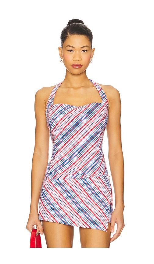frankies bikinis sterling cotton halter in red,blue. - size l (also in xl)