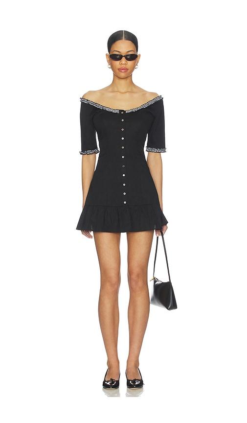 frankies bikinis sweet dreams poplin mini dress in black. - size l (also in m)