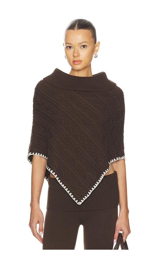 frankies bikinis windswept cotton knit poncho in chocolate. - size l/xl (also in s/m)